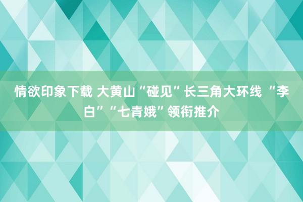 情欲印象下载 大黄山“碰见”长三角大环线 “李白”“七青娥”领衔推介