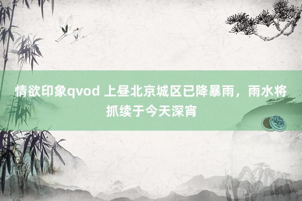 情欲印象qvod 上昼北京城区已降暴雨，雨水将抓续于今天深宵