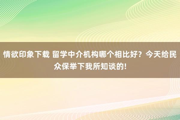 情欲印象下载 留学中介机构哪个相比好？今天给民众保举下我所知谈的!