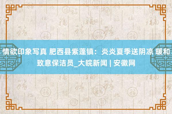 情欲印象写真 肥西县紫蓬镇：炎炎夏季送阴凉 暖和致意保洁员_大皖新闻 | 安徽网