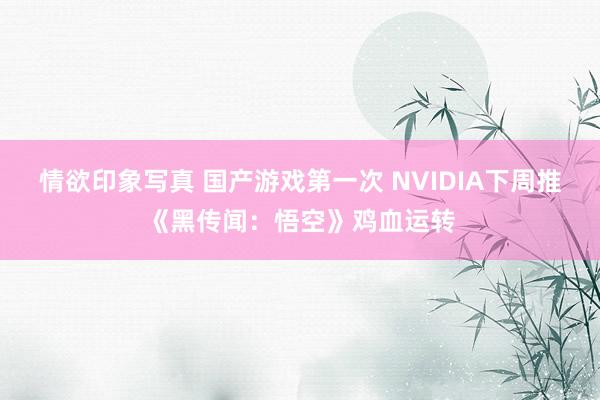 情欲印象写真 国产游戏第一次 NVIDIA下周推《黑传闻：悟空》鸡血运转