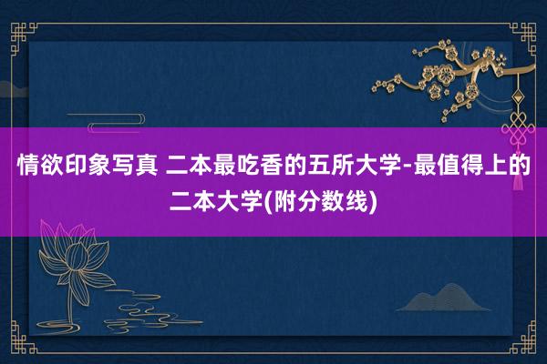 情欲印象写真 二本最吃香的五所大学-最值得上的二本大学(附分数线)