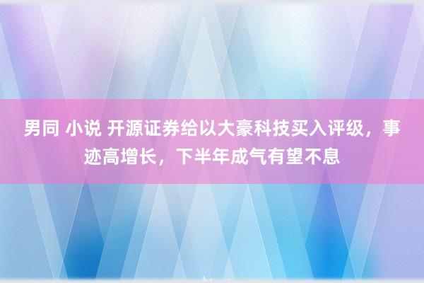 男同 小说 开源证券给以大豪科技买入评级，事迹高增长，下半年成气有望不息