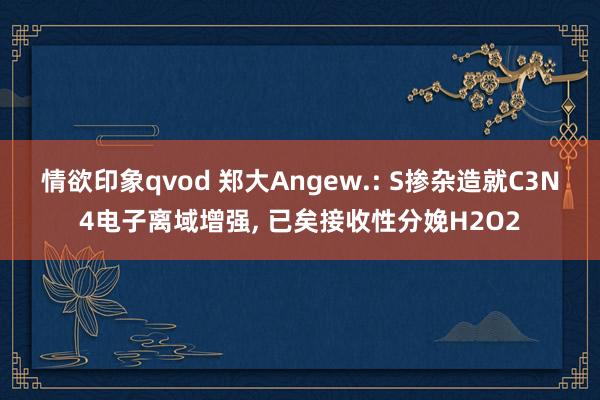 情欲印象qvod 郑大Angew.: S掺杂造就C3N4电子离域增强， 已矣接收性分娩H2O2