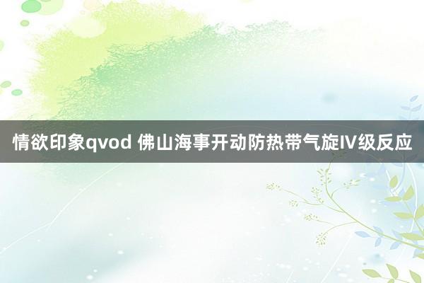 情欲印象qvod 佛山海事开动防热带气旋Ⅳ级反应