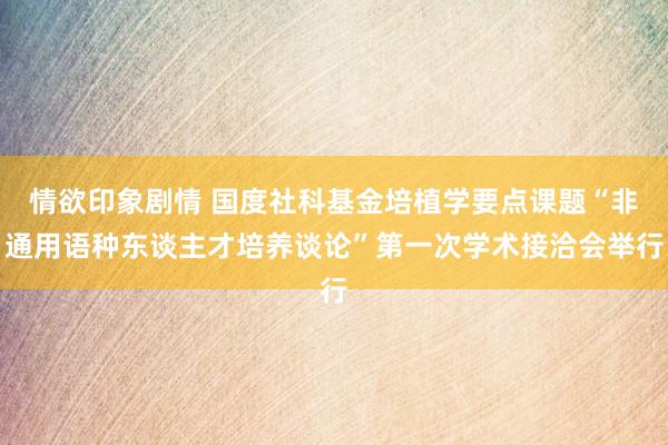 情欲印象剧情 国度社科基金培植学要点课题“非通用语种东谈主才培养谈论”第一次学术接洽会举行