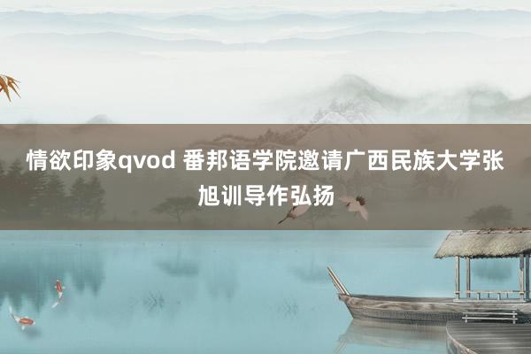 情欲印象qvod 番邦语学院邀请广西民族大学张旭训导作弘扬