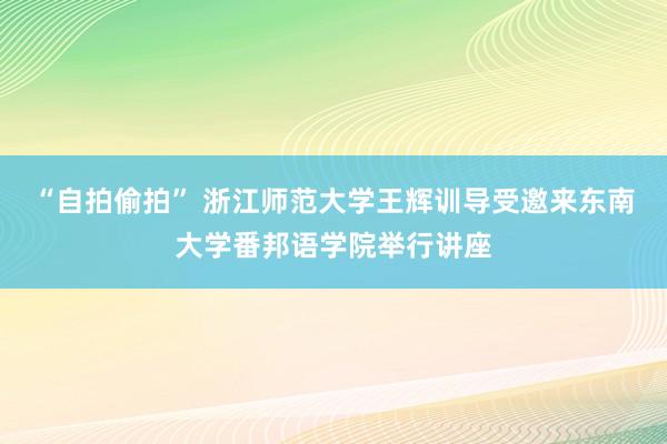 “自拍偷拍” 浙江师范大学王辉训导受邀来东南大学番邦语学院举行讲座