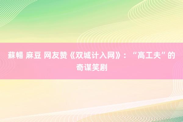 蘇暢 麻豆 网友赞《双城计入网》：“高工夫”的奇谋笑剧