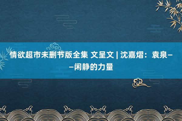 情欲超市未删节版全集 文呈文 | 沈嘉熠：袁泉——闲静的力量