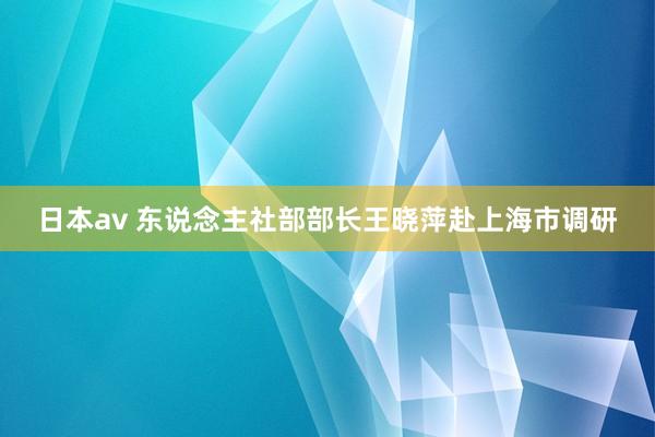 日本av 东说念主社部部长王晓萍赴上海市调研